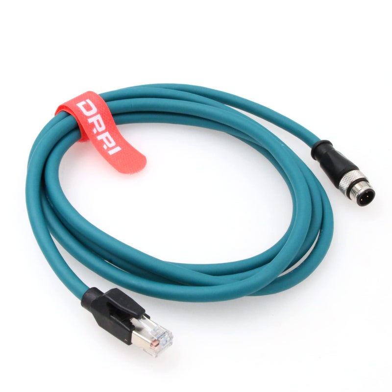 DRRI M12 4pin D-Code Male to RJ45 Ethernet Connector CAT5 Shielded Cable for Servo Motor Industrial Camera(3M) - Image 1